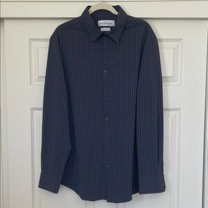 NWOT Mizzen+Main Dark Blue Plaid Leeward Dress Shirt Men's XL Trim Fit